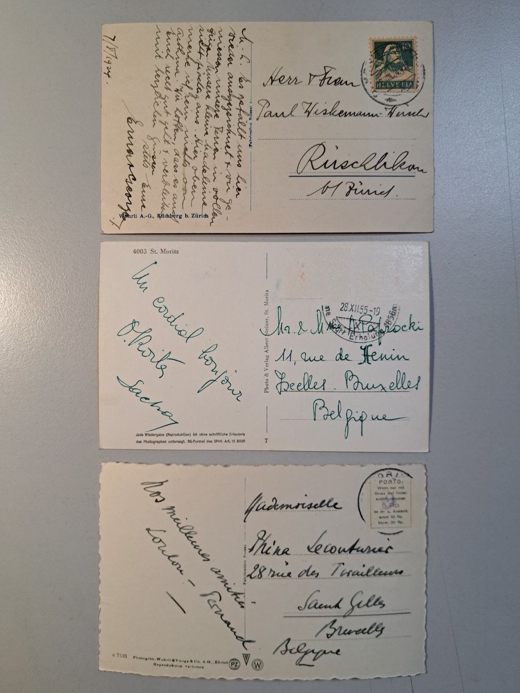 Cartoline postali: AK St. Moritz - 3 Stück gelaufen – Usato da Kirchberg BE venduto da Soldino 1