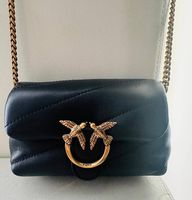 Pinko Love Bag Mini Schwarz  Leder mit Goldkette