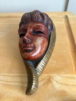 Wandmaske Gesicht Terracotta,rot goldfarben Vintage 25cm