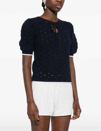Twinset Strickpullover Shirt blau Gr. S Kurzarm
