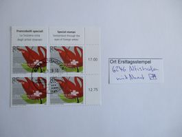 Viererblock mit Ort Ersttagsstempel Abart   6246 Altishofen
