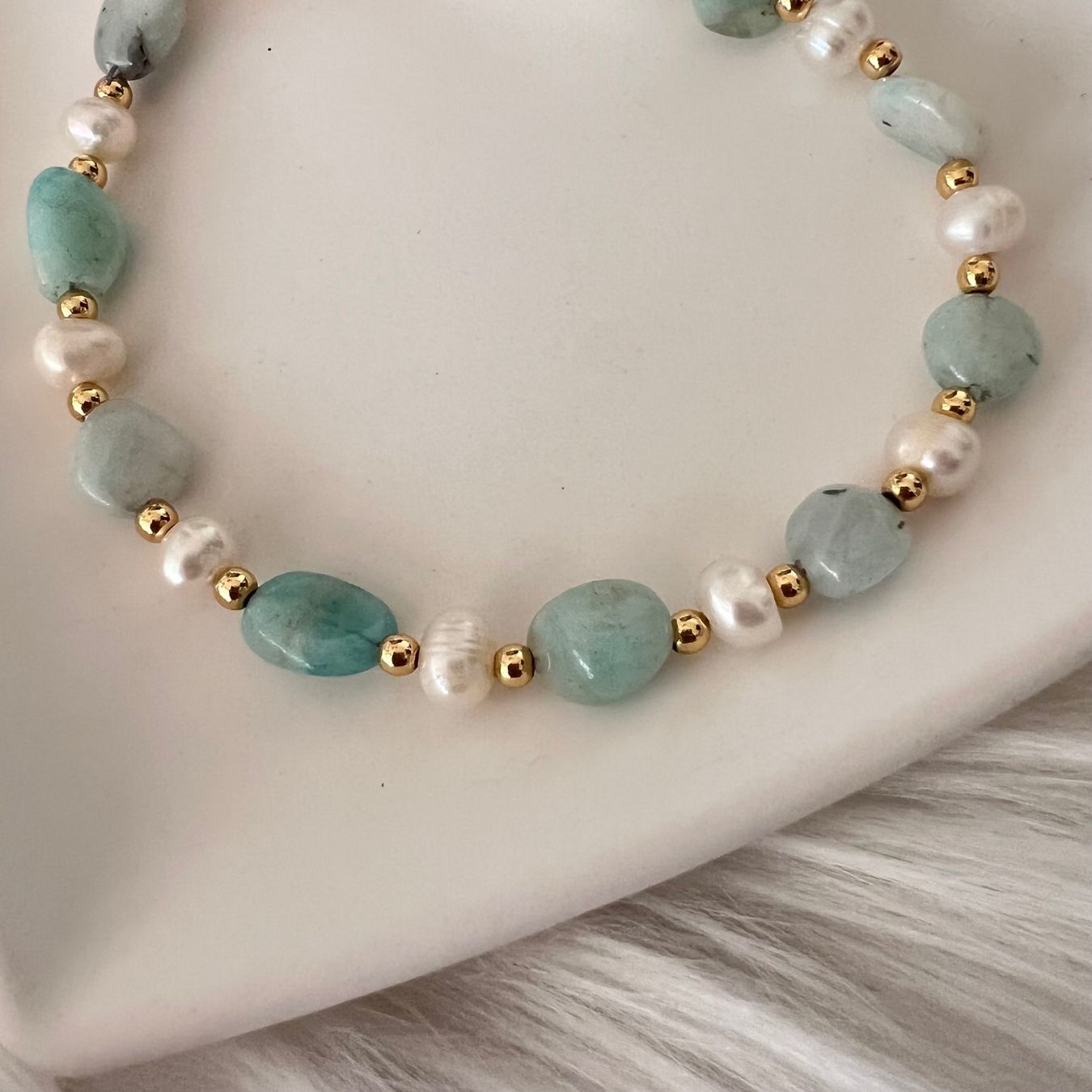 Bracciali & Braccialetti: Bracelet en amazonite et perles de culture – Nuovo e nell'imballaggio originale da Pully venduto da sunaddict 3