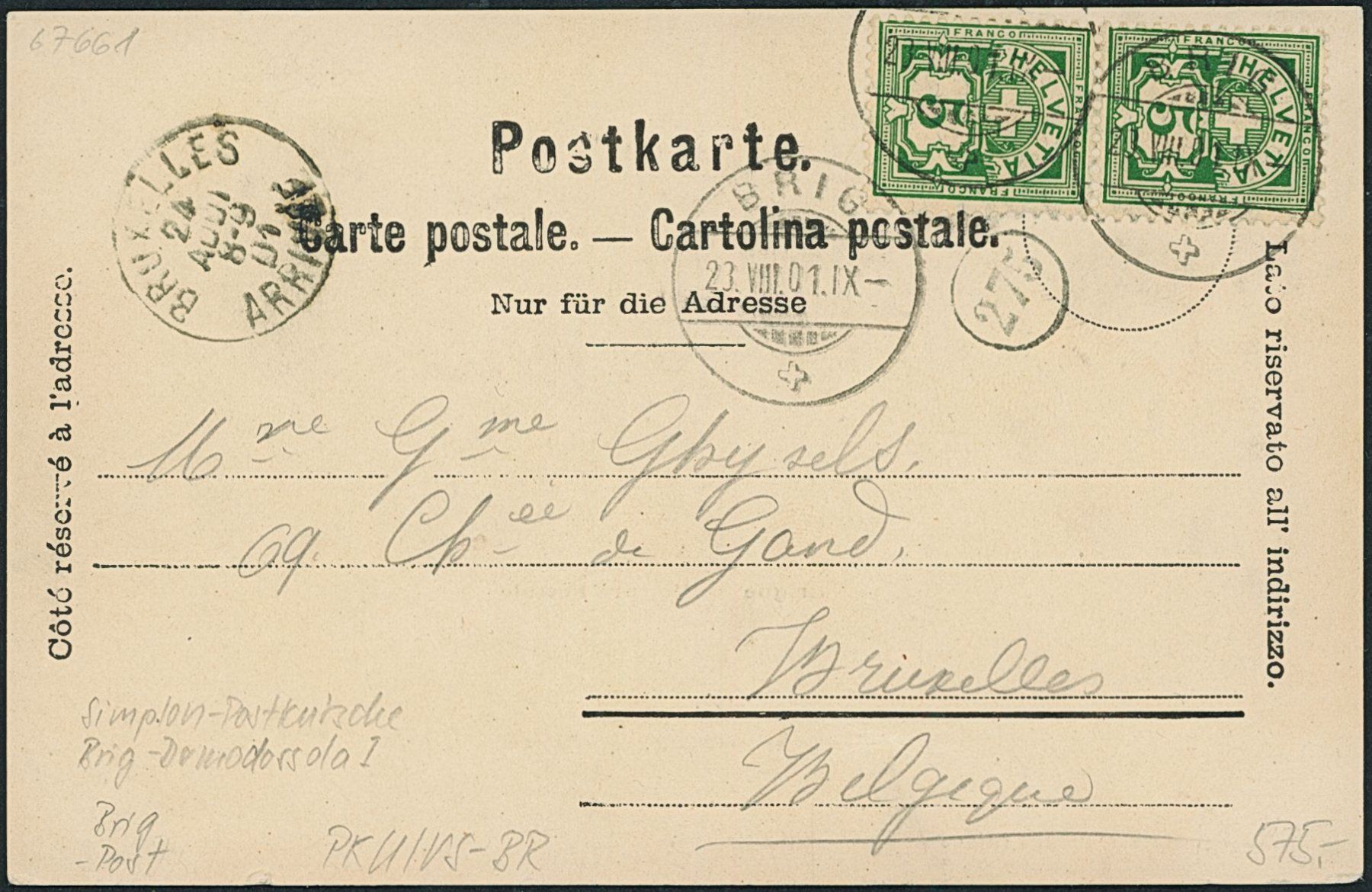 Ansichtskarten: VS Brig - Post - Simplon Postkutsche – Gebraucht aus Schindellegi von leecollect 1