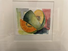 Melonen Aquarell, gerahmt, Original von Ch. Heinimann