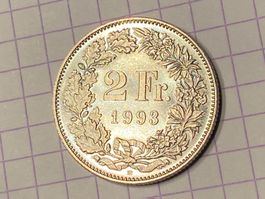 2 Franken 1993 stgl *nigelnagelneu!* unzirkuliert