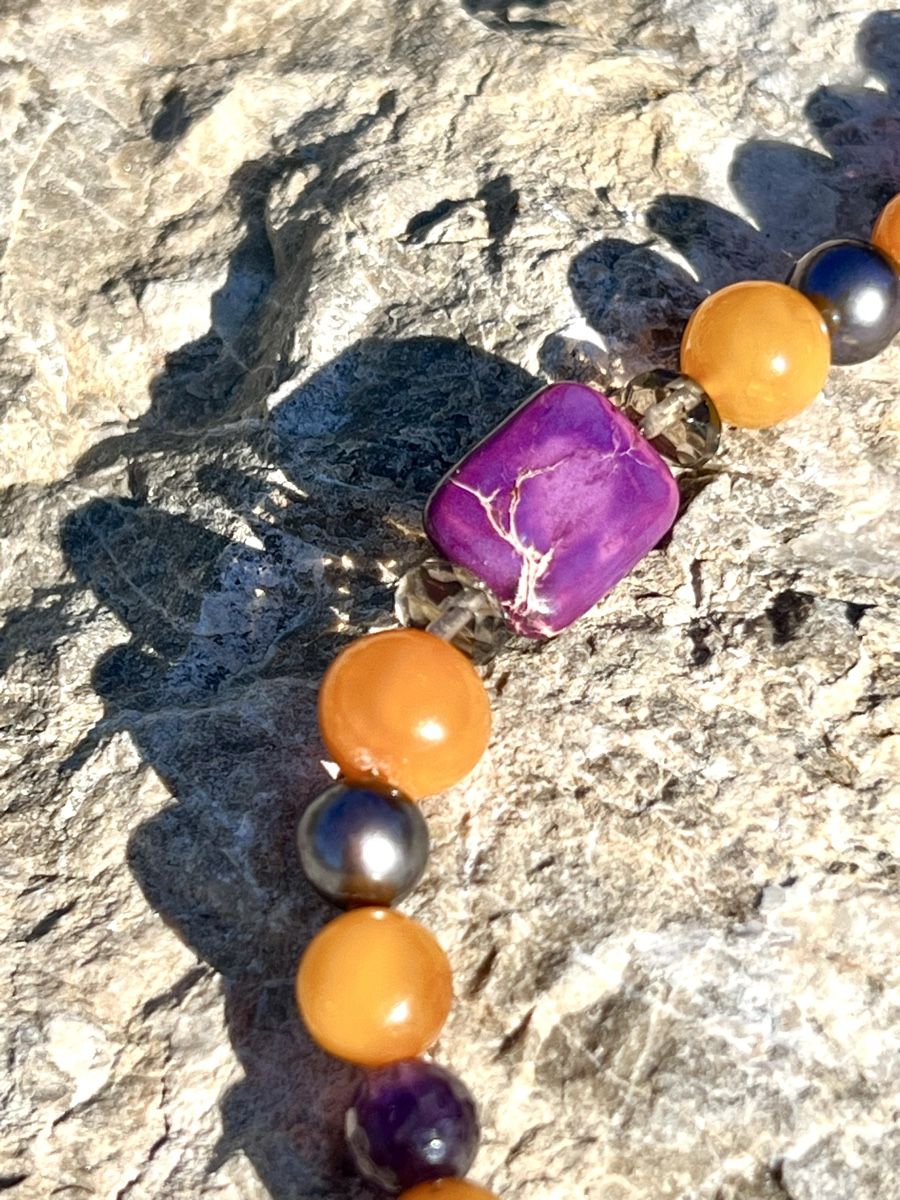 Armbänder & -reifen: Amber & Gemstone Bracelet - Gold Plated Silver – Neu und originalverpackt aus Rüschlikon von ThereseJewelryDesign 2