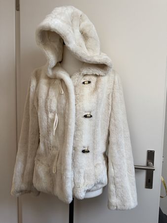 Juicy Couture Fell Jacke Creme S Luxus Y2K Mantel