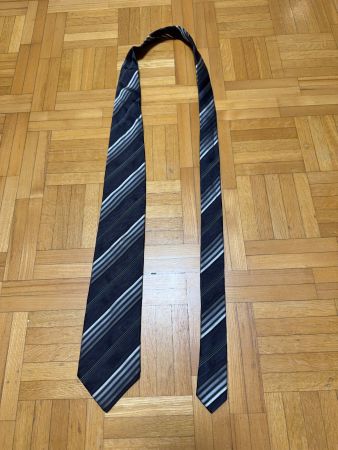 PKZ Seidenkrawatte Schwarz Grau Streifen Pure Silk Herren
