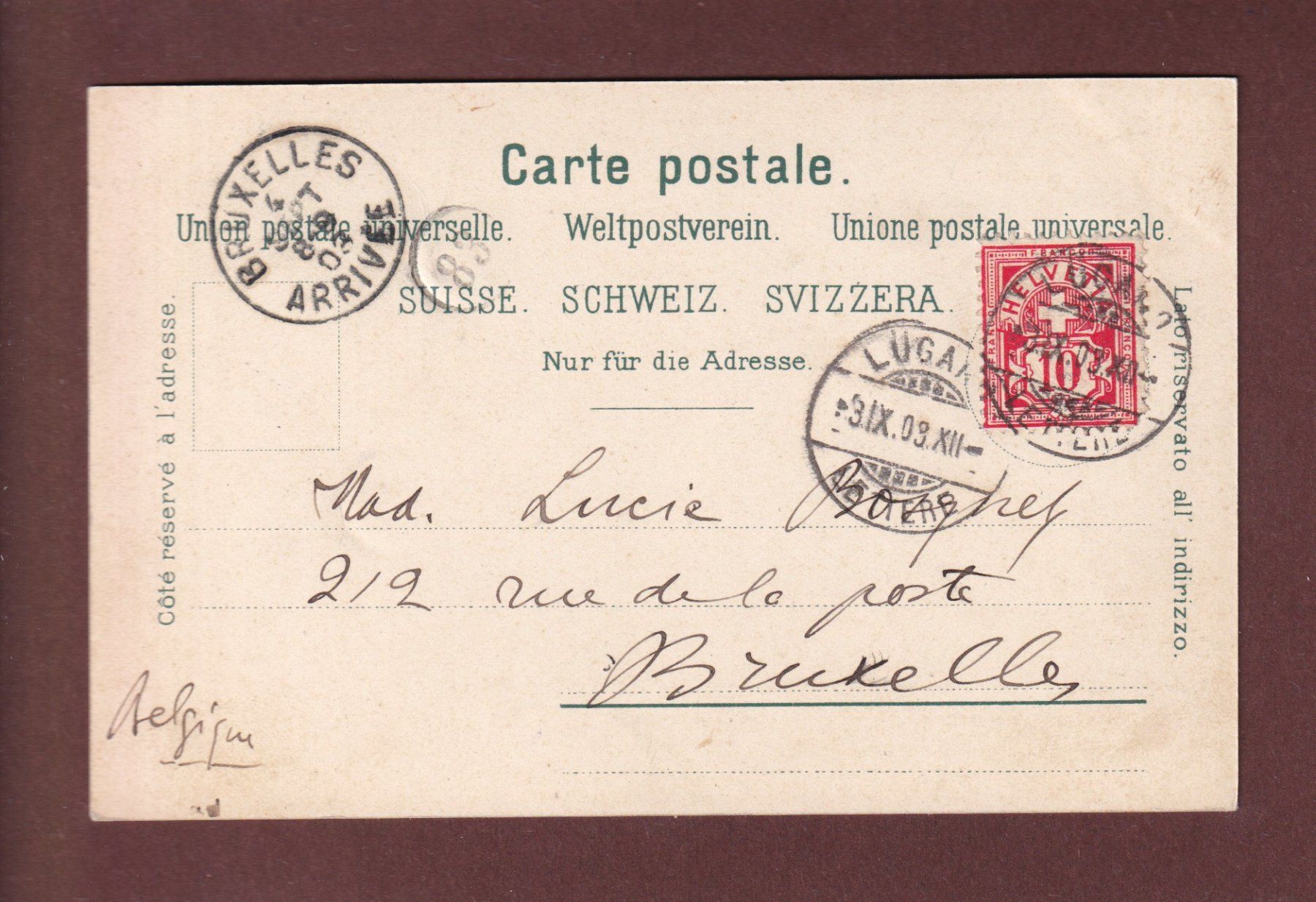 Ansichtskarten: LUGANO - Chiesa di Loretto - 1903 – Gebraucht aus Pully von nicecards 1