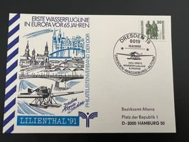 BRD Postkarte erste Wasserfluglinie Dresden 1990 (R643)