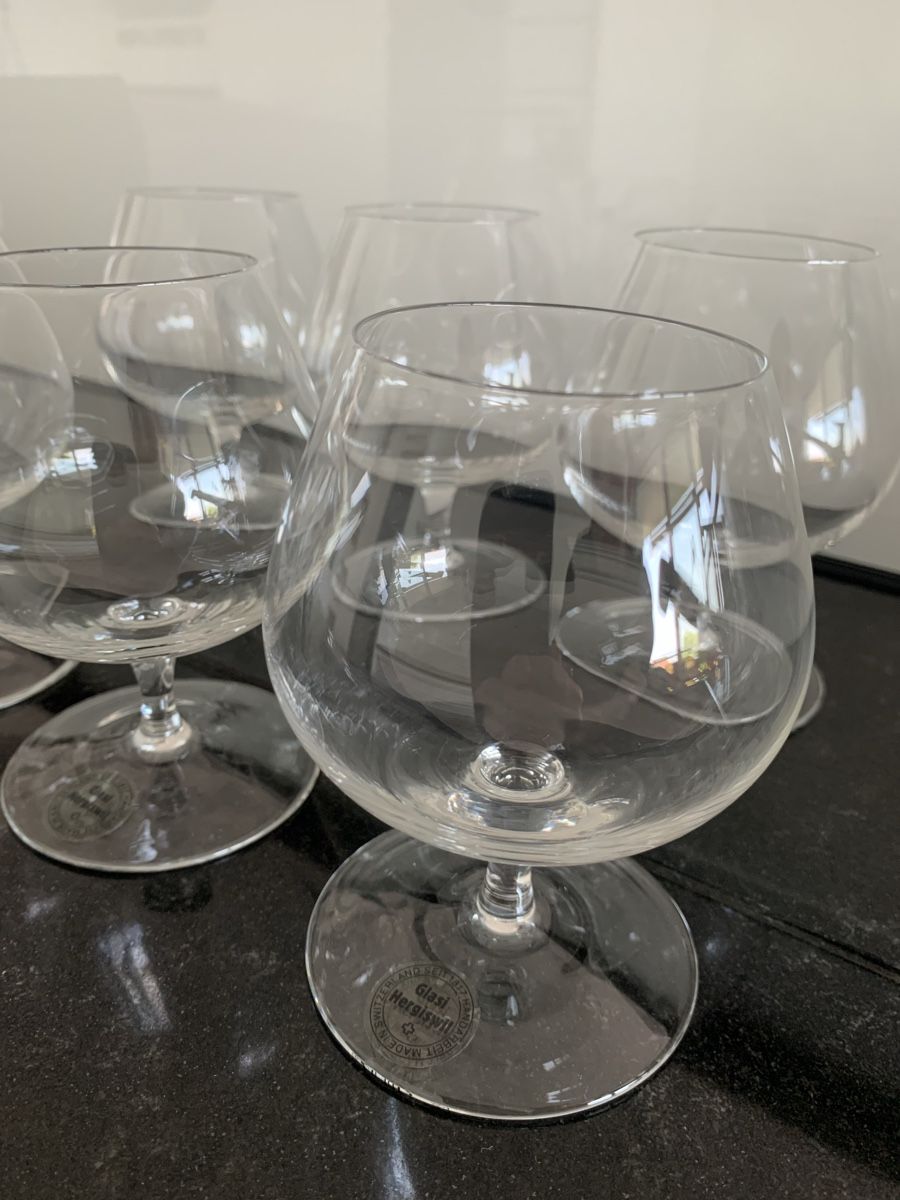 Glasi Hergiswil Bicchieri: 6 x Hergiswil Cognacglas – Nuovo e nell'imballaggio originale da Zug venduto da kuba1972 1