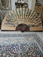 belle aquarelle de chine ancienne en forme d'éventail repres