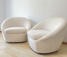 2er Set Bouclé Sessel – Creme / Weiss - TOP Zustand