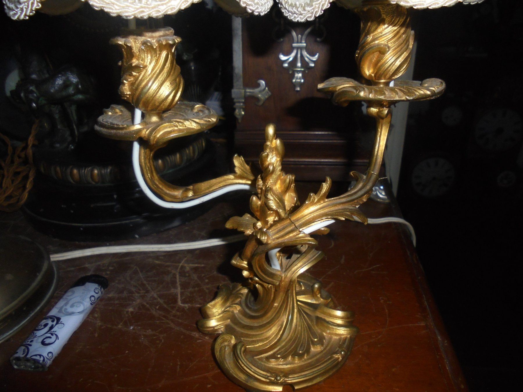 Lampade: Antike Doppellampe, Bronze, von ca. 1940 – Usato da Camorino venduto da Hunpete 2