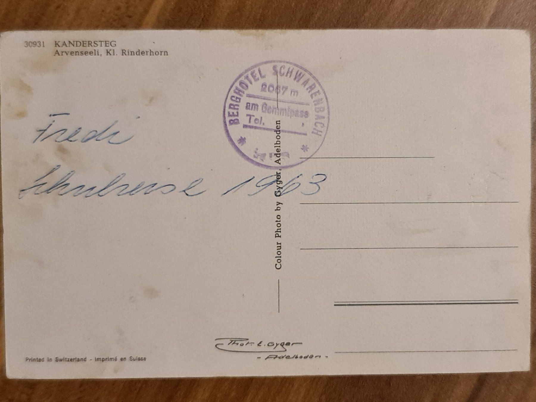 Cartoline postali: Ansichtskarte Kandersteg 1963 – Usato da Dintikon venduto da Vexi 1