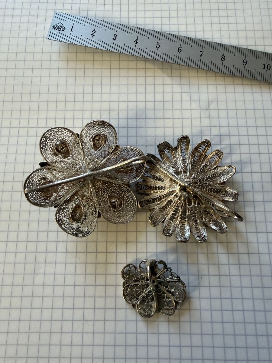 Spille & Fermagli: Filigrane Brosche, Silber, Trachten-Schmuck, Schweiz – Difettoso da Lyss venduto da nekoreh 4
