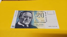 Seltene Finnland Bank Note, 20 Mark, Jahrgang unbekannt