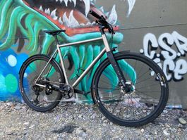 Flatbar Bike, Titan, Licht und Schutzblech, 9.95kg