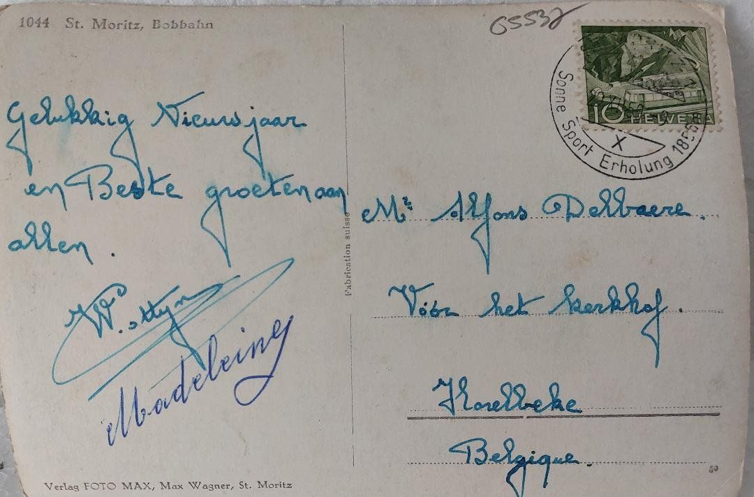 Cartoline postali: St. MORITZ - Bobbahn - 1950 – Usato da Delémont venduto da Domdom1 1