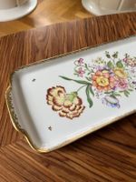 KPM Porzellan Schale / Platte Blumendekor Goldrand 1961