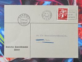 CL33 Enveloppe + Timbre Suisse 1939