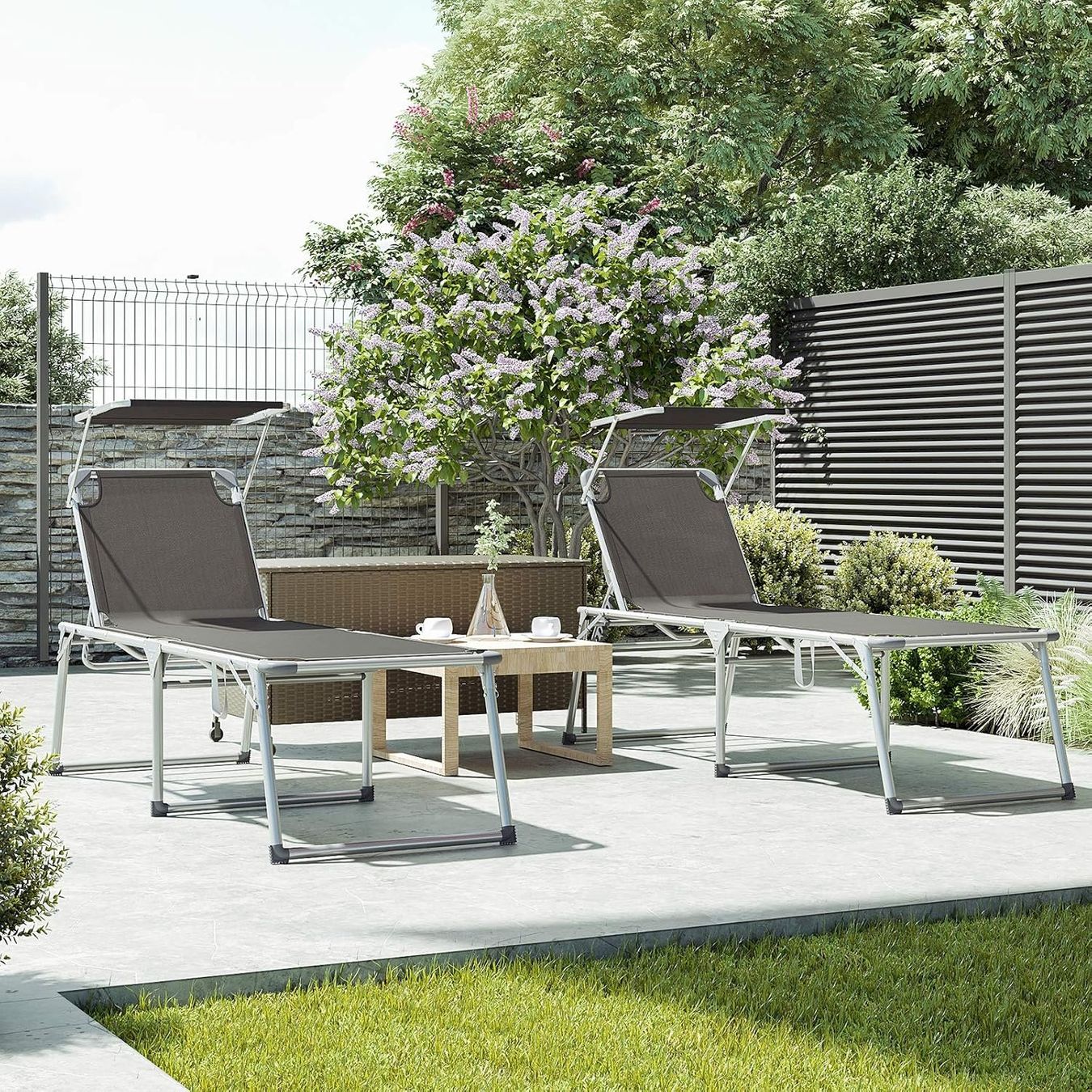Sedie a sdraio & strandkorb: SONGMICS Gartenliege mit Sonnendach grau – Nuovo e nell'imballaggio originale da Bottighofen venduto da zaap 1