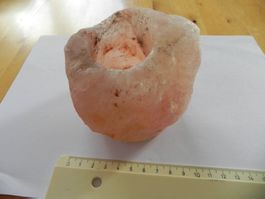 Salzkristall Teelicht rosa natürlich Windlicht aus Salz