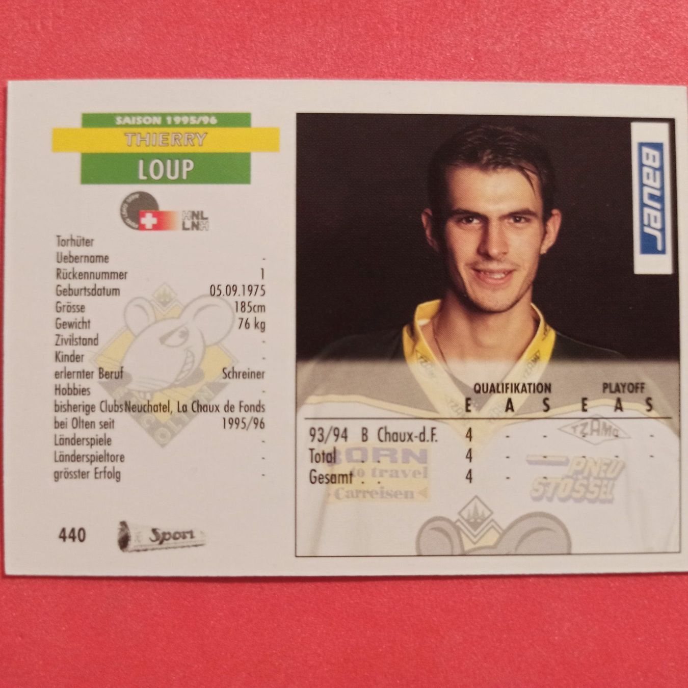 Carte collezionabili: Thierry Loup - EHC OLTEN - 1995/96 – Usato da Dübendorf venduto da kb86_MOVIE 1