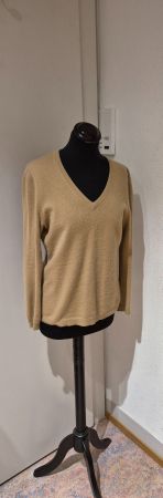 Pullover beige V-Ausschnitt Kaschmir Gr. M MODISSA