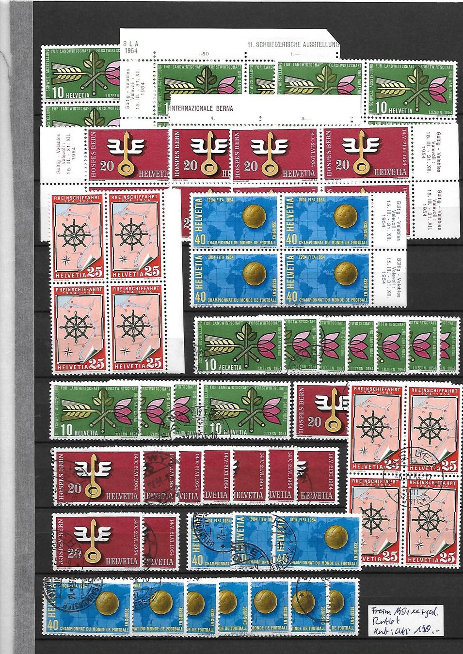 Tutti i francobolli: Freim 1954 ** + gest. Restlot Kat: CHF 190.- – Usato da Basel venduto da Ilp