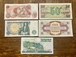 Lot de 5 billets de collection Grande-Bretagne divers