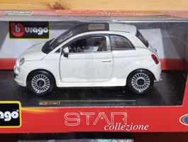 Fiat 500 1:24 weiss bianca mit Sonnendach Burago Bijoux