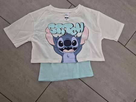 Disney Lilo & Stitch Crop-T-Shirt + mintgrünes Top | Gr.140