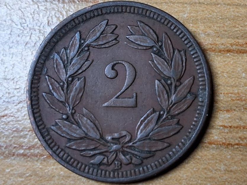 Tutti le monete: 2 Rappen 1910 - Selten! – Usato da Münchenstein venduto da purbach1 1