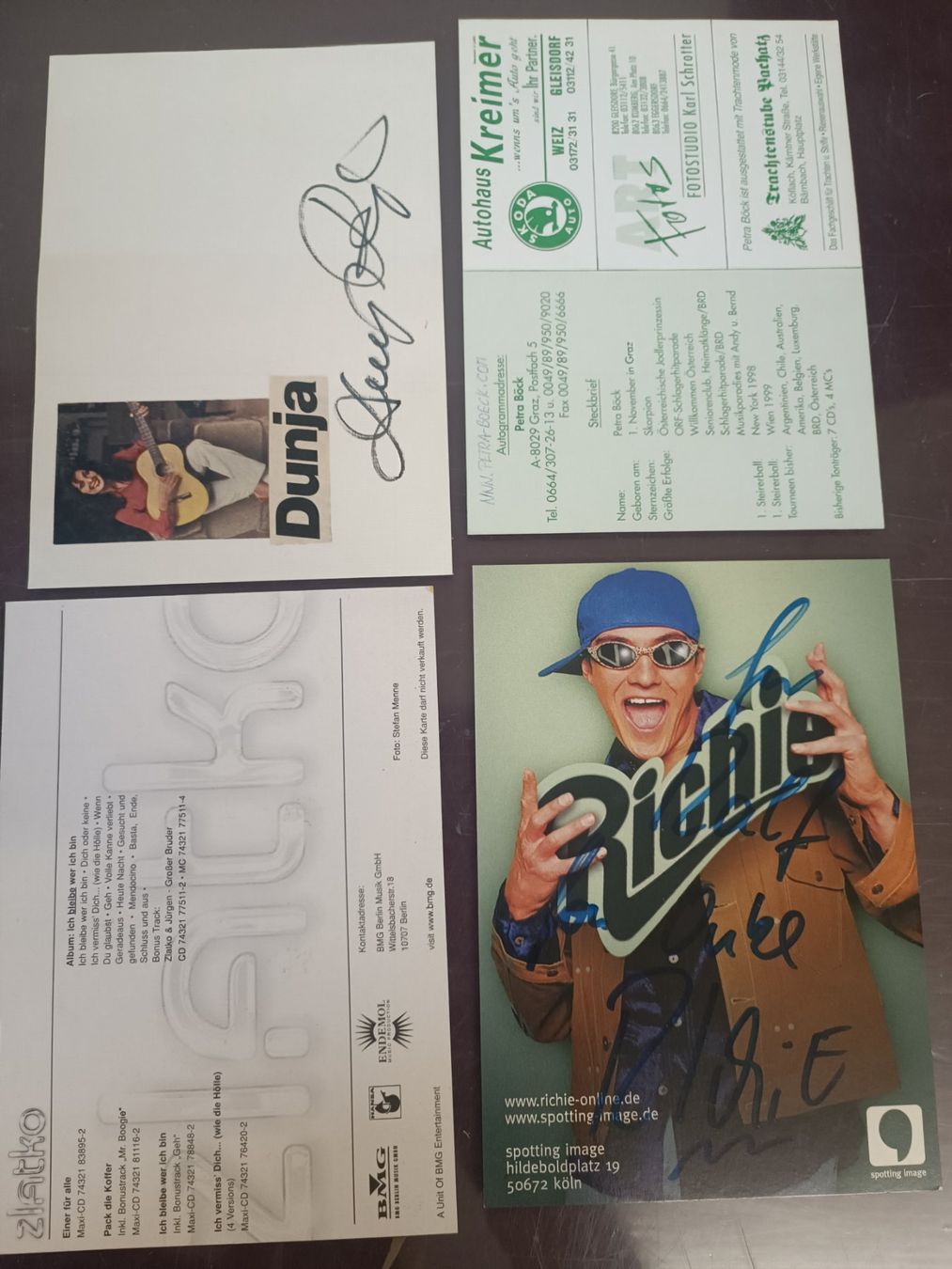 Autografi: Musik - 4x handsignierte Karten Set – Usato da Menziken venduto da Artographs 1
