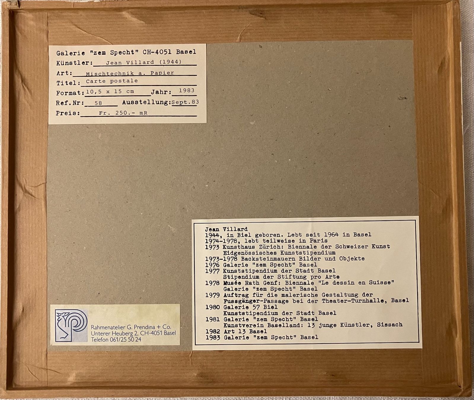 Dipinti: Jean Villard - Titel "Carte Postale" – Usato da Basel venduto da ekaeufer 1
