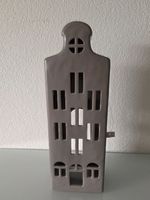Keramik Windlicht Haus, grau - Dekoration NEU!