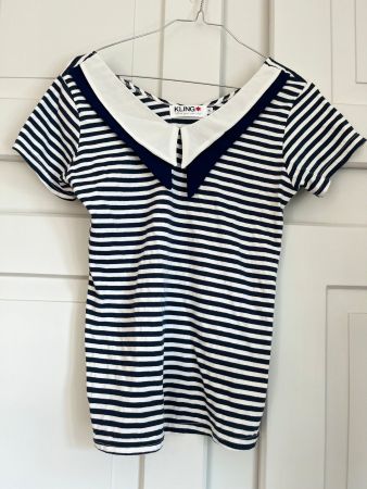 Kling Retro Marine-Shirt mit Matrosenkragen, gestreift Gr. M