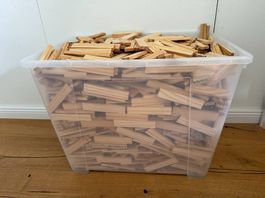 KAPLA + Schramm Holzbausteine, ca. 1500 Stück in 65L Box