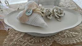 Tablett Etagere Shabby Chic Geschenk weiss Metall Vintage