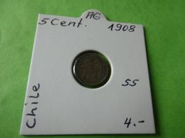 Chile 1908, 5 Centavos  - Silber