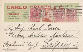 Italien-Karte von Milano nach Leipzig-1922