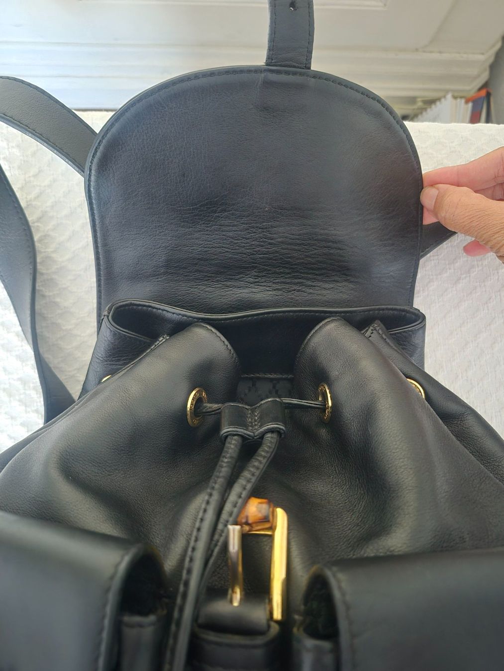 Gucci Zaini: Gucci Bamboo Leather Backpack, Vintage – Usato da Dottikon venduto da Pega7 5