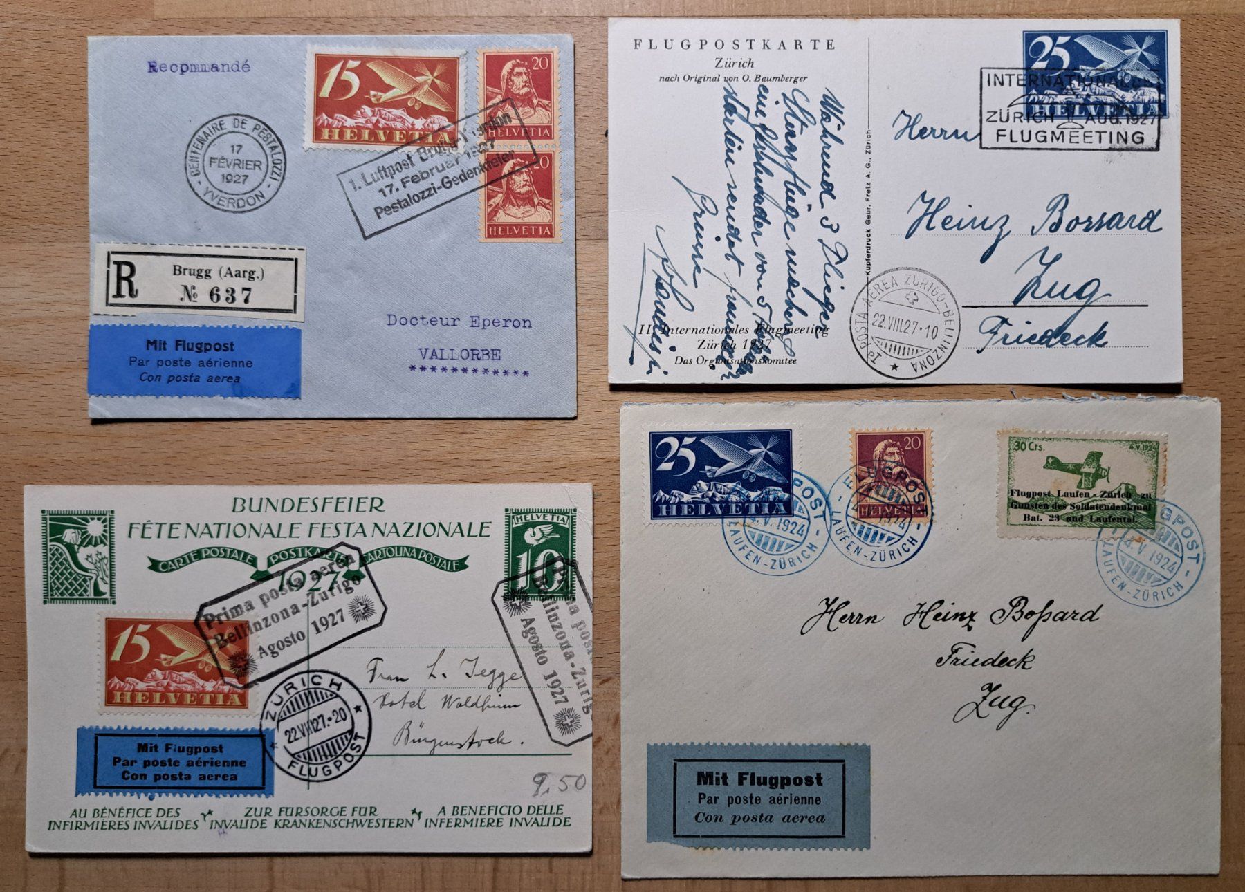 Alle Briefmarken: Lot Flugpost Briefe 20 Stück ab 1.- – Gebraucht aus Unterägeri von PhilatelieStudiger 4