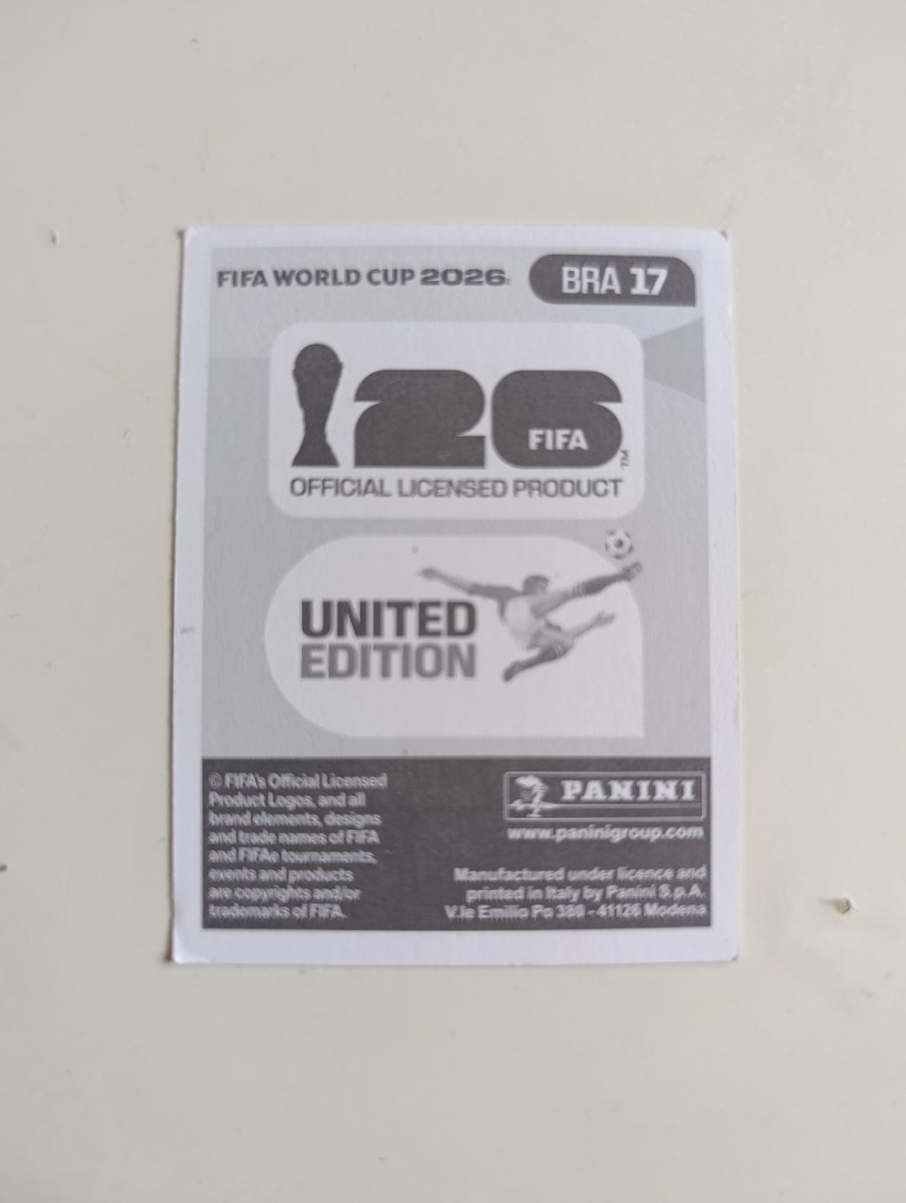Panini Cartes à collectionner: Panini World Cup 2026 BRA 17 – Neuf (Voir description) à Lavey-Village par pas_7xd2 1