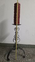Kerzenständer Metall mit Kerze, H ca. 100 cm, antik