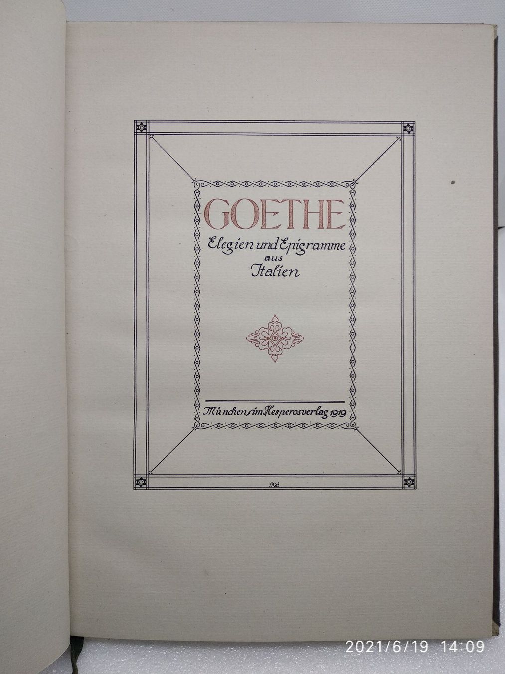 Libri: GOETHE ELEGIEN 1919 – Usato da Goldach venduto da Gaip 2