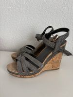 Sommer Keilabsatz Sandalen, Silber Glitzer, Gr. 39, NEU!