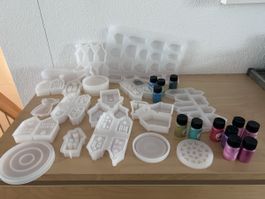 Silikon Giessformen Set mit Farbpigmenten