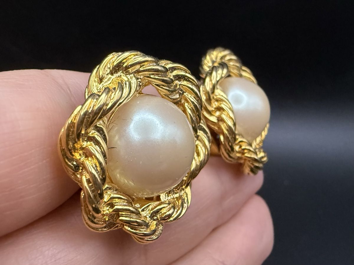 Ohrringe & -stecker: Vintage-Ohrringe Cabouchon Paris - Goldfarben – Gebraucht aus Lamone von LaCantinaMagica 5